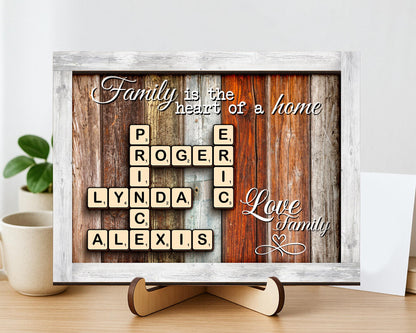 Family Gift,Custom Scrabble Family Name Frame,Crossword Scrabble Puzzle Sign,Grandparents Gift,Letter Tile Art,Grandma Gift,Rustic Decor