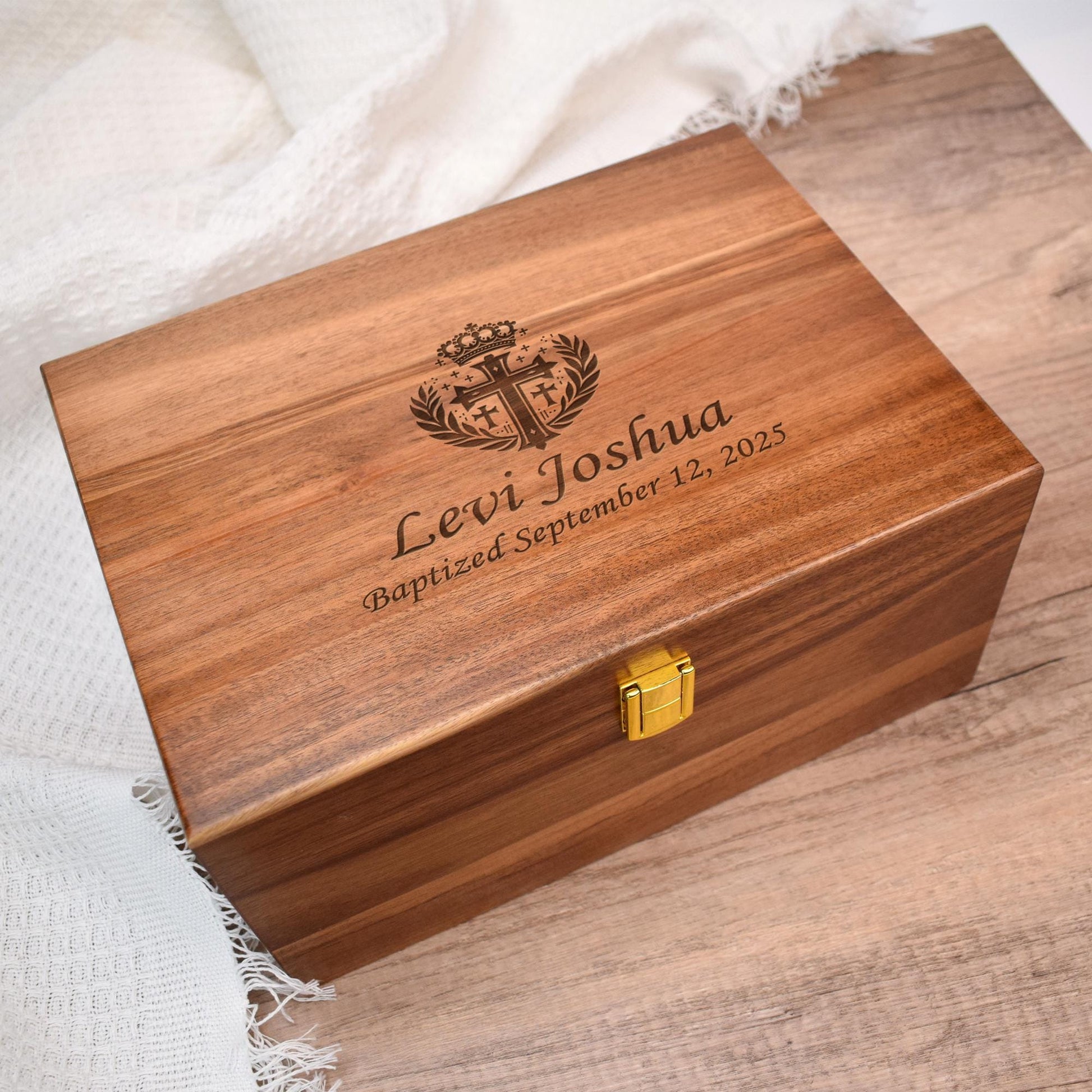 Engraved Wood Keepsake Box,Personalized Baptism, First Communion, Christening Gift, Religious Gift for Godchild, Grandchild, Godparents