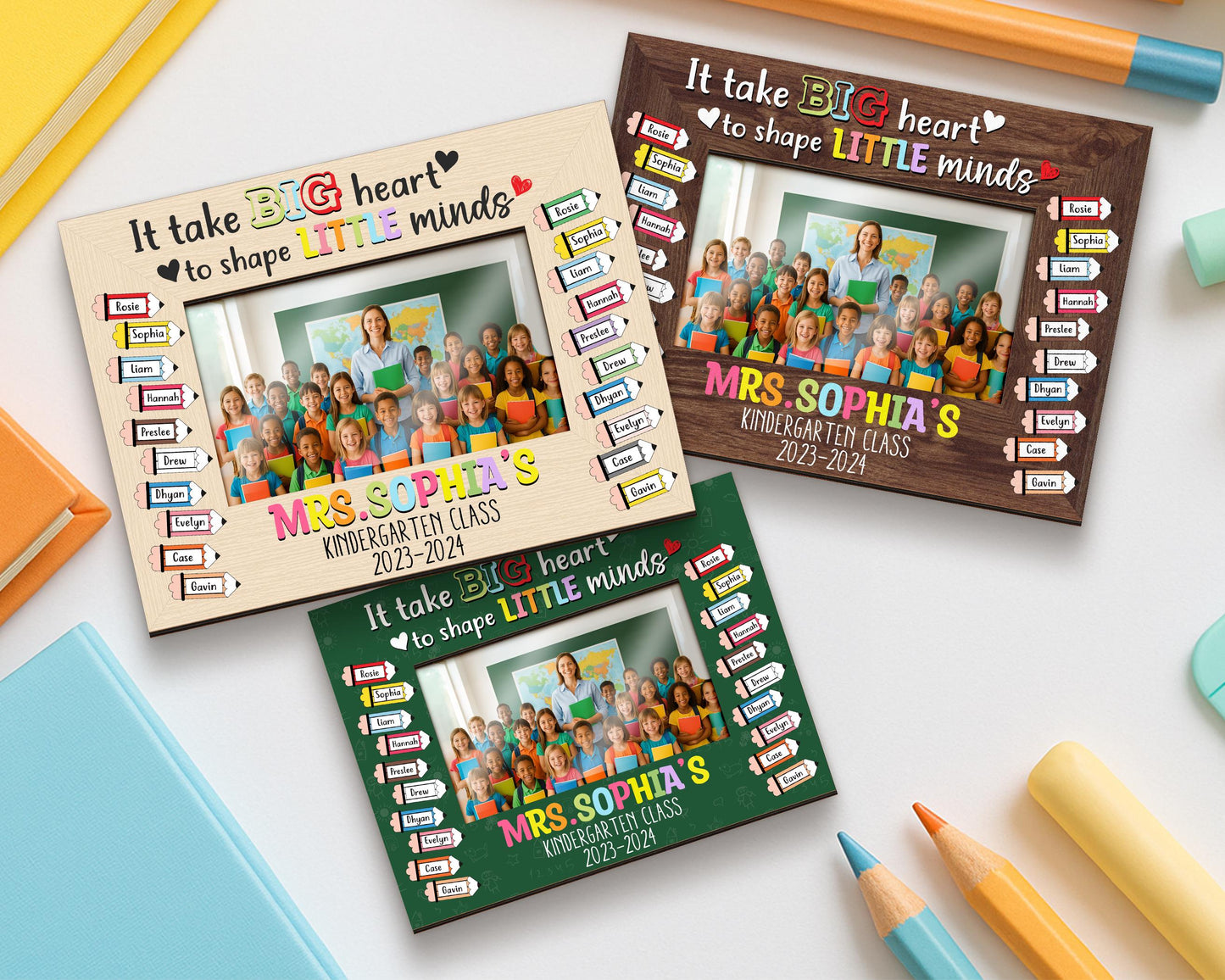 CustomTeacher Class Photo Frame,Teacher Appreciation Gift,It takes a Big Heart to Shape Little Minds,Picture Frame,Teacher Gift fromStudent
