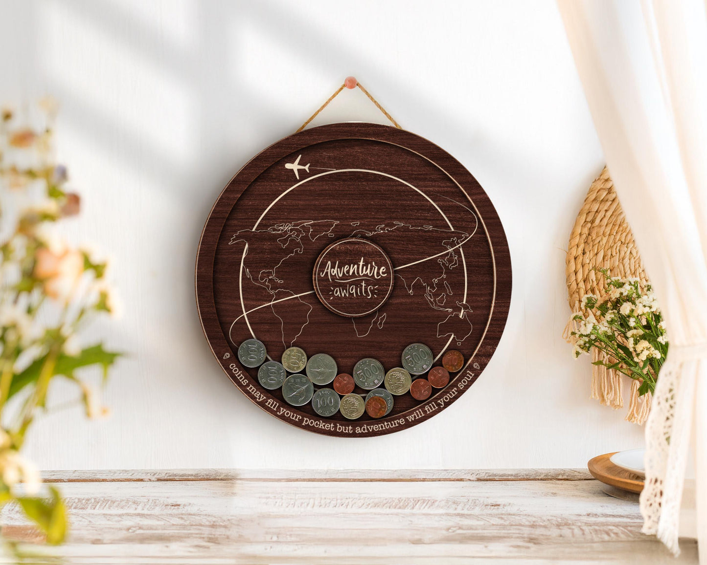 Coin Holder Travel  Box,Currency Display Box,Coin Collection Gift for Traveler,Travel Lover,Our Adventure,Travel Gift,Travel Money Holder