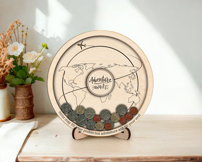 Coin Holder Travel  Box,Currency Display Box,Coin Collection Gift for Traveler,Travel Lover,Our Adventure,Travel Gift,Travel Money Holder