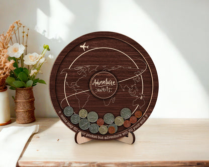 Coin Holder Travel  Box,Currency Display Box,Coin Collection Gift for Traveler,Travel Lover,Our Adventure,Travel Gift,Travel Money Holder