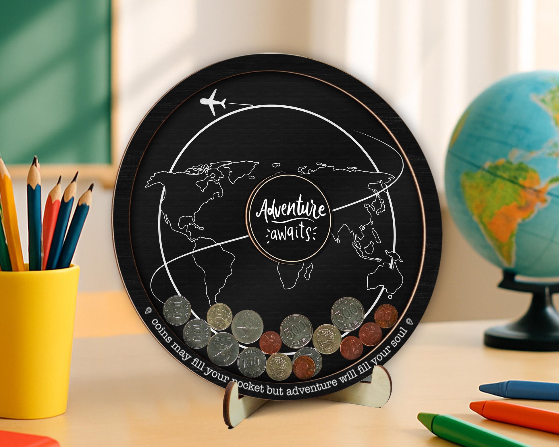 Coin Holder Travel  Box,Currency Display Box,Coin Collection Gift for Traveler,Travel Lover,Our Adventure,Travel Gift,Travel Money Holder