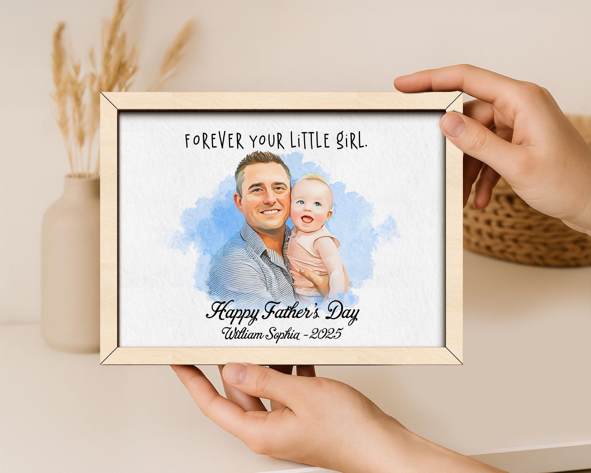 Personalised Dad Drawing, Fathers Day Present For Him From Daughter Wife, Meaningful Artwork, Birthday Art Gift, Father's Day unforgettable