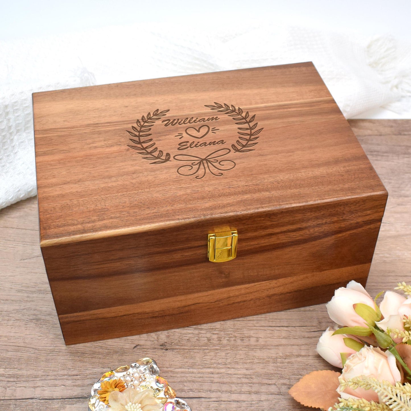 Personalized Gift for Couple, Anniversary Memory Box, Wedding Memory Box, Wooden Keepsake Box Personalized, Engagement Gift for Couples