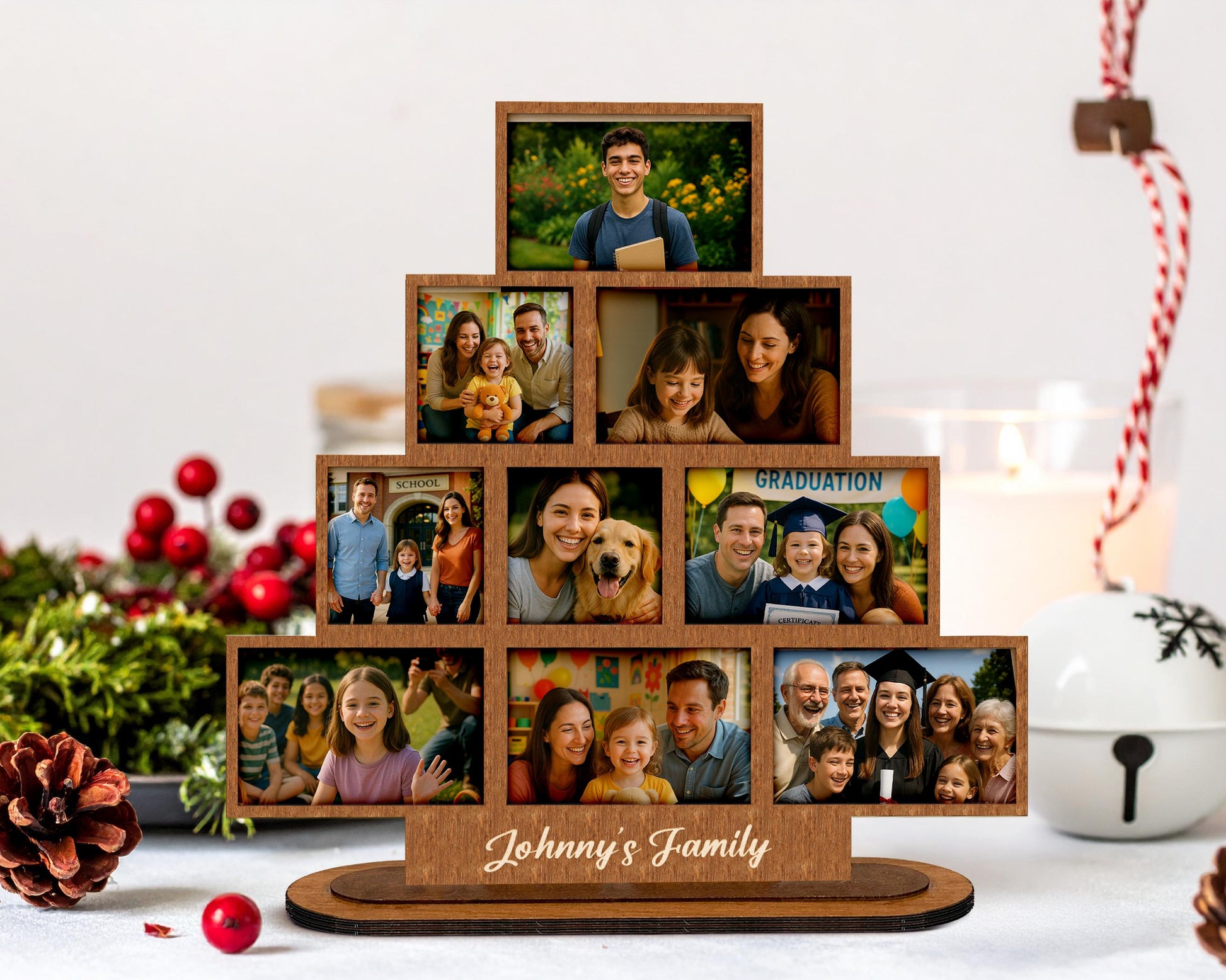 Custom Stacking Photo Sign,Wood Photo Collage Frame,Family Picture Frame,Family Wedding Display,Christmas Gift,Photo Allbum,Anniversary Gift
