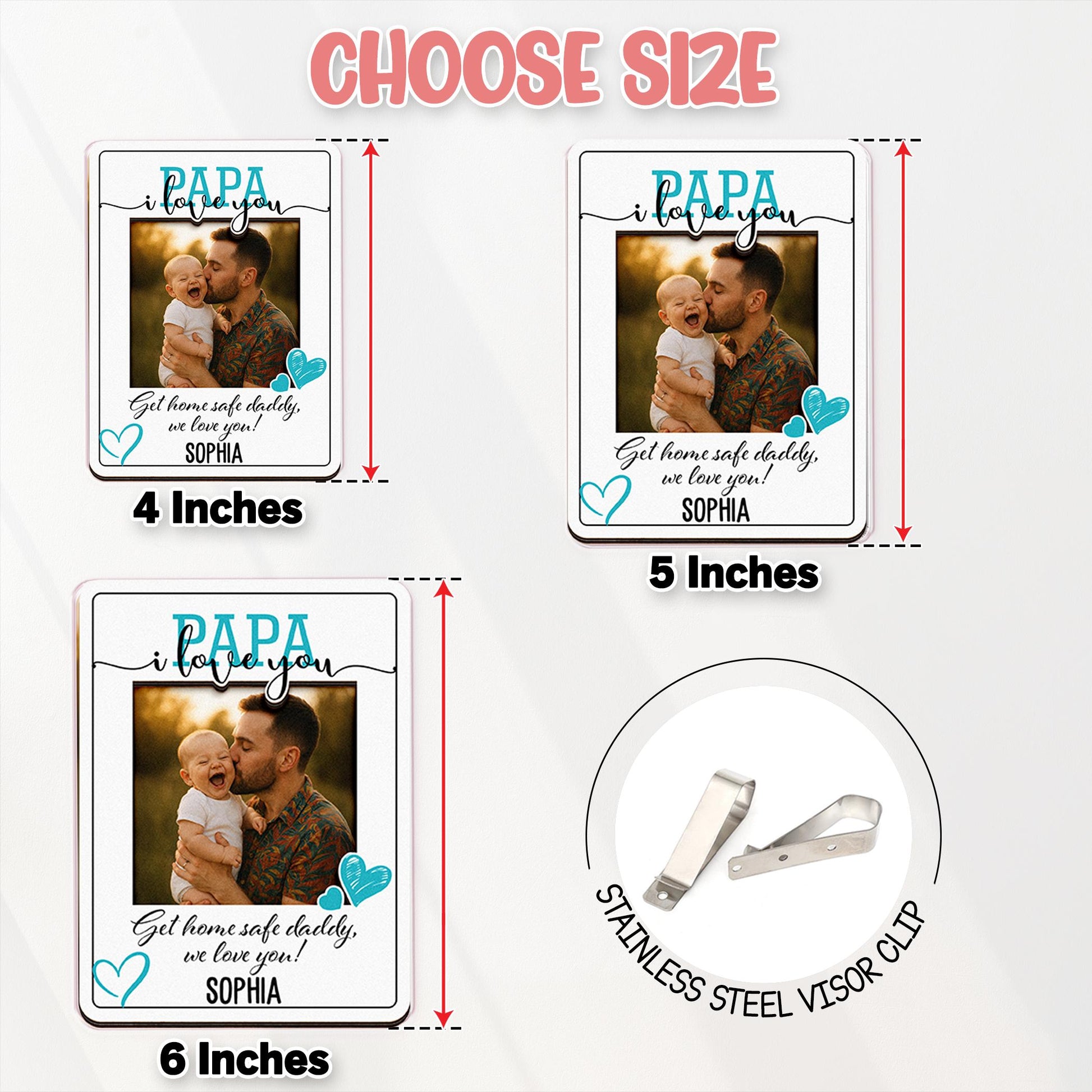 Photo Car Visor Clip for Dad, Drive Safe Dad Gift, Personalized Drive Safe Visor Photo Frame, Drive Safe Reminder, Sun Visor Clip Gifts 2025