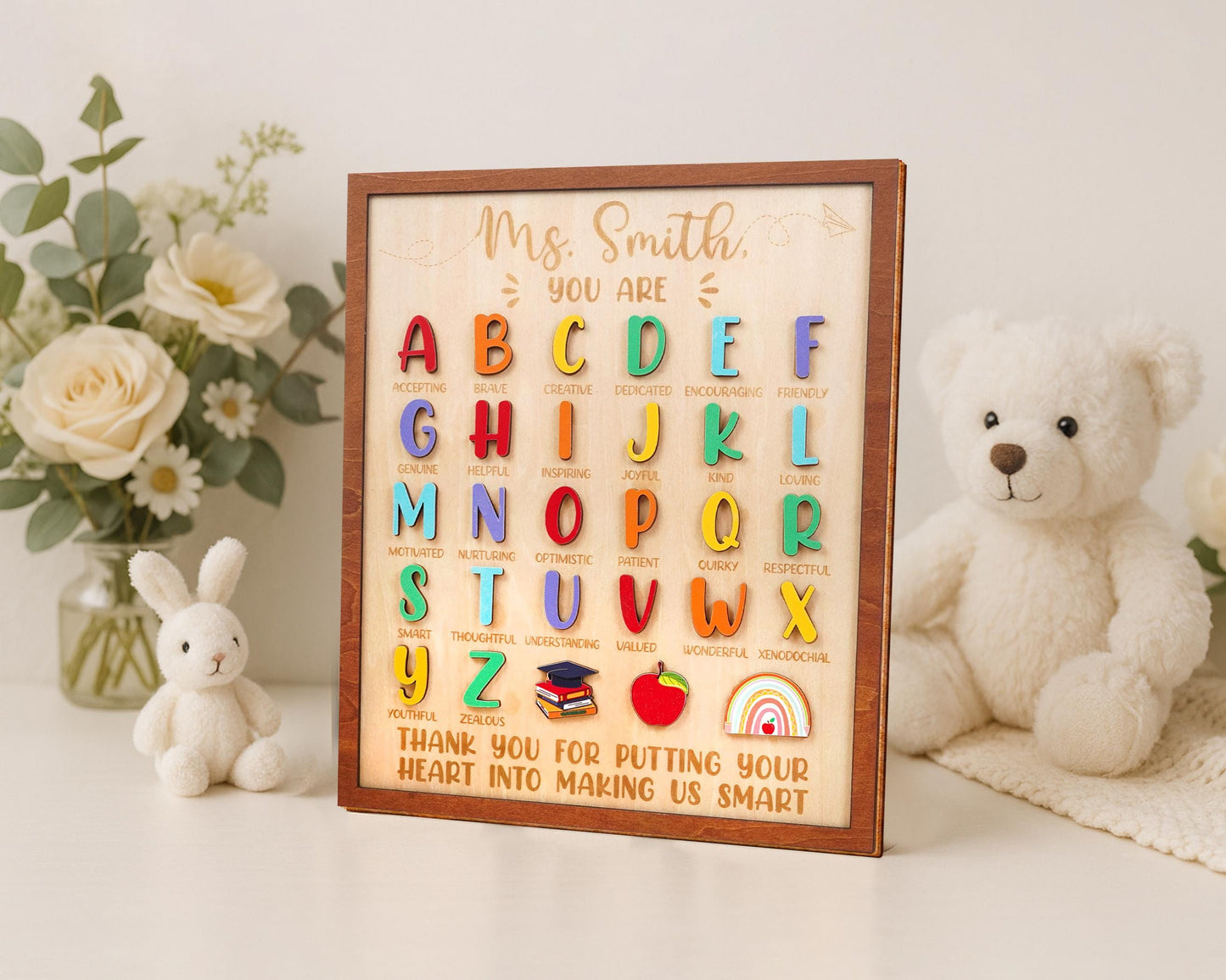 Personalized Teacher ABC Sign,Preschool Teacher,Teacher Appreciation,Kindergarten Teacher Gift,End of School Year,Back to School,Kids Gift