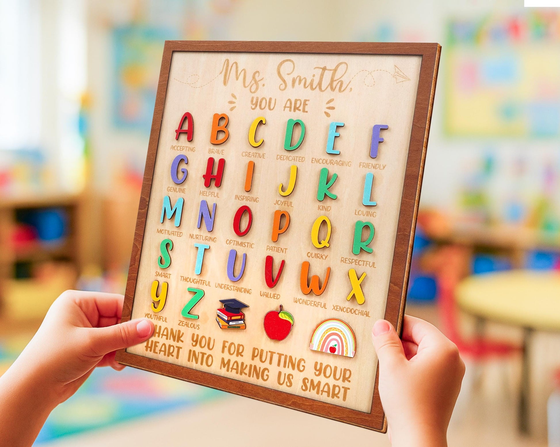 Personalized Teacher ABC Sign,Preschool Teacher,Teacher Appreciation,Kindergarten Teacher Gift,End of School Year,Back to School,Kids Gift