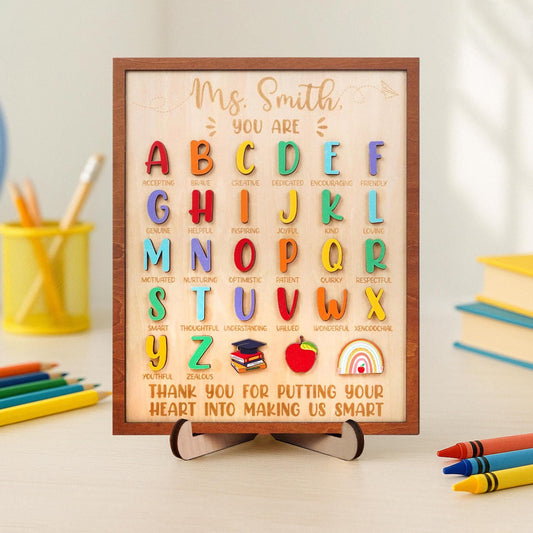 Personalized Teacher ABC Sign,Preschool Teacher,Teacher Appreciation,Kindergarten Teacher Gift,End of School Year,Back to School,Kids Gift