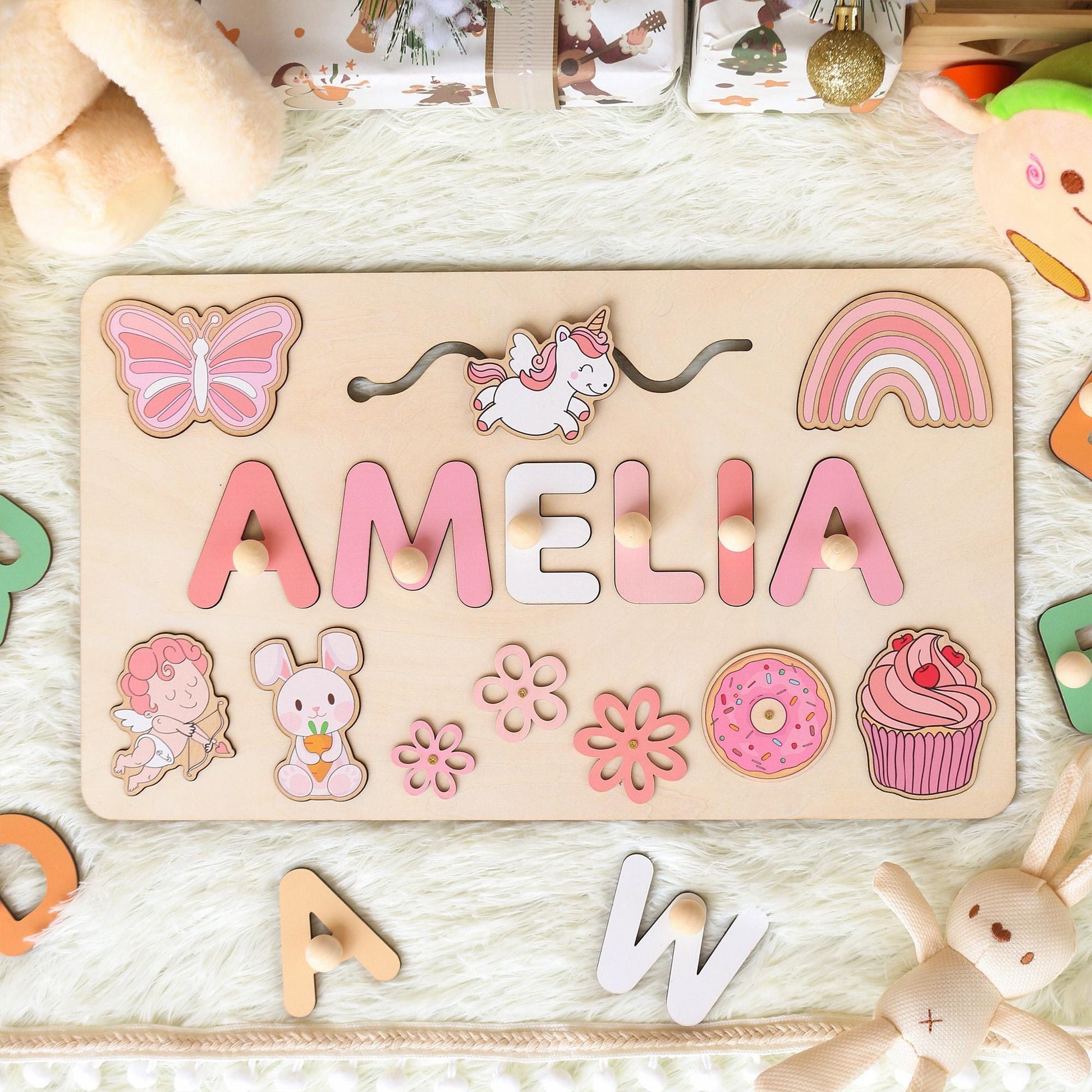 Montessori Busy Board | Personalized Birthday Gift | 1st Birthday Baby Girl Gifts Puzzle Sensory Wooden Toys First Christmas Gift for Kids