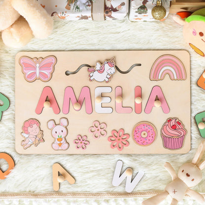 Montessori Busy Board | Personalized Birthday Gift | 1st Birthday Baby Girl Gifts Puzzle Sensory Wooden Toys First Christmas Gift for Kids