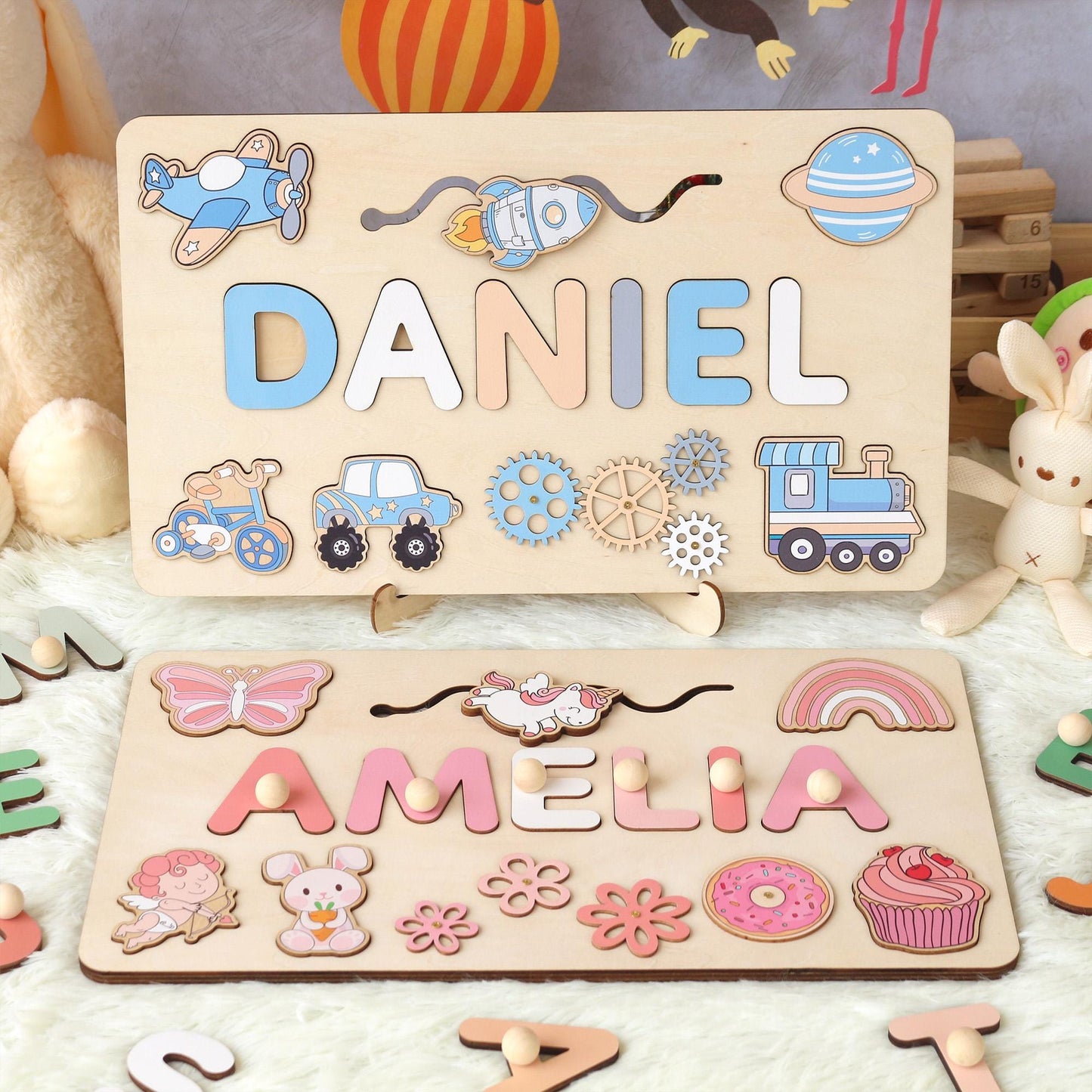 Montessori Busy Board | Personalized Birthday Gift | 1st Birthday Baby Boy Gifts Puzzle Sensory Wooden Toys First Christmas Gift for Kids