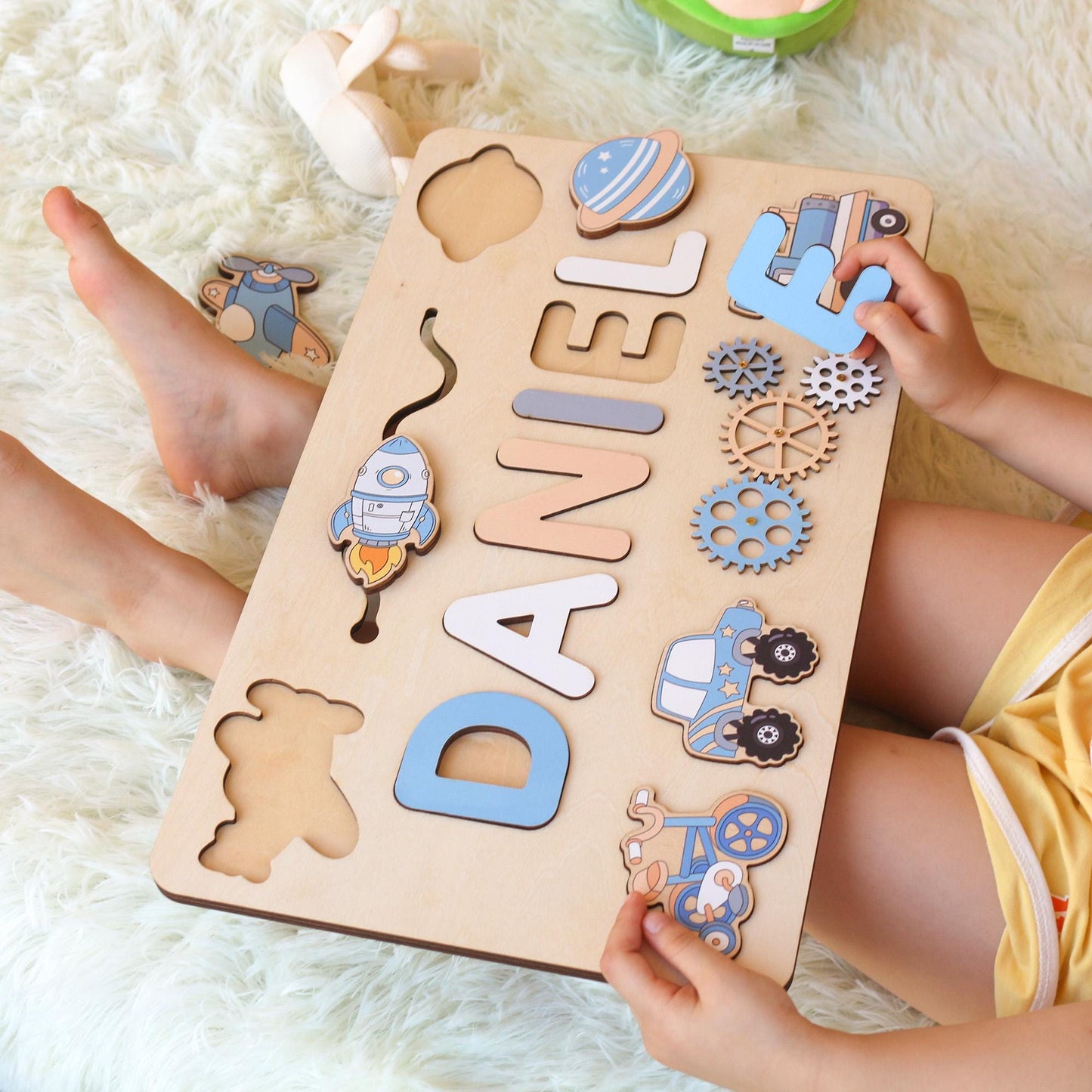 Montessori Busy Board | Personalized Birthday Gift | 1st Birthday Baby Boy Gifts Puzzle Sensory Wooden Toys First Christmas Gift for Kids
