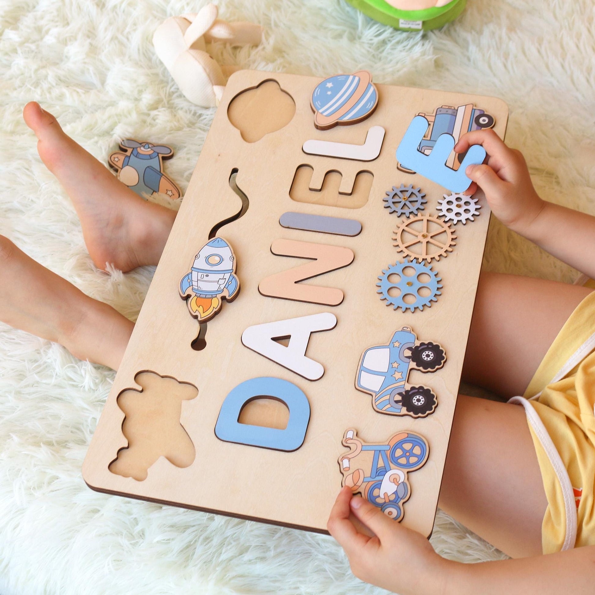 Montessori Busy Board | Personalized Birthday Gift | 1st Birthday Baby Boy Gifts Puzzle Sensory Wooden Toys First Christmas Gift for Kids