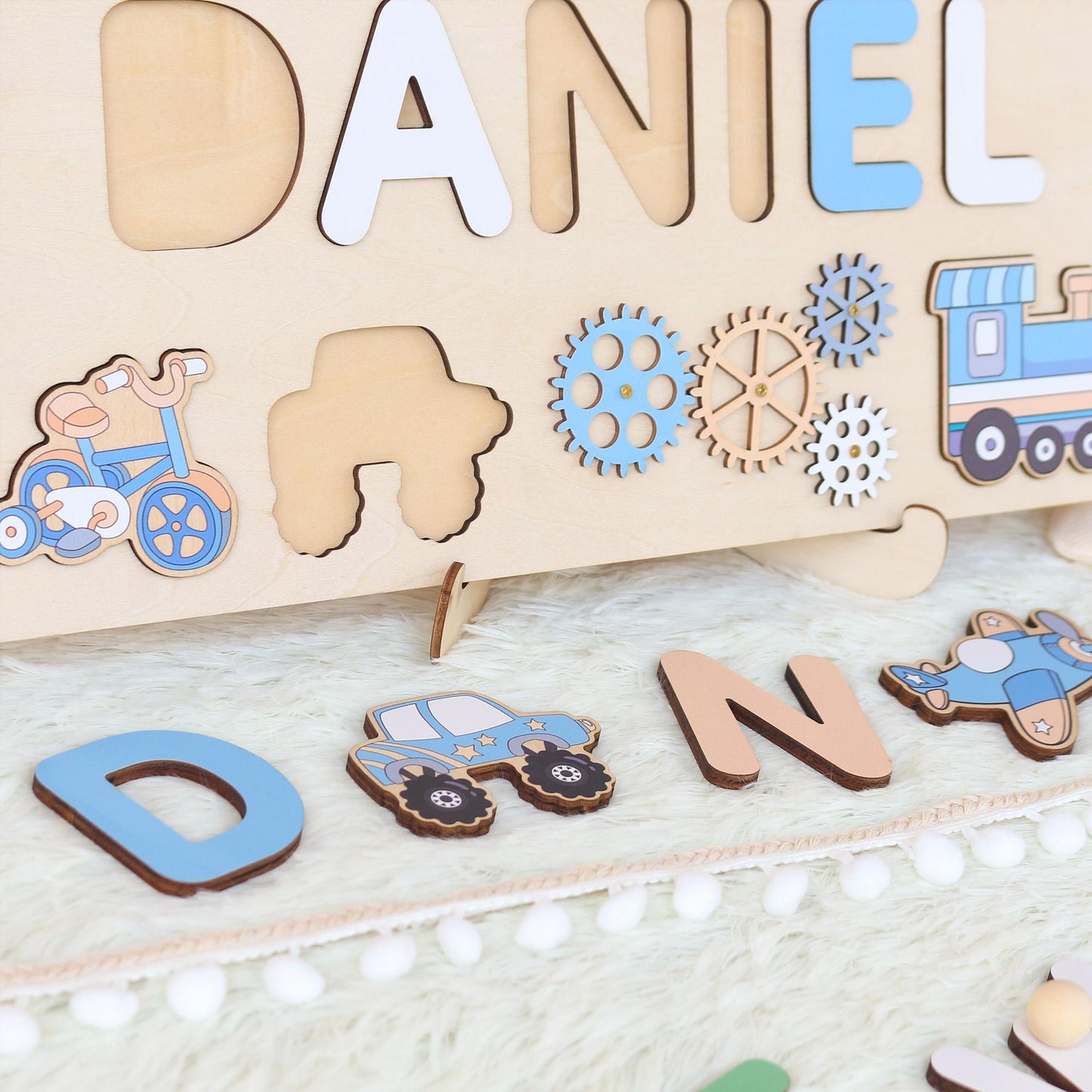 Montessori Busy Board | Personalized Birthday Gift | 1st Birthday Baby Boy Gifts Puzzle Sensory Wooden Toys First Christmas Gift for Kids