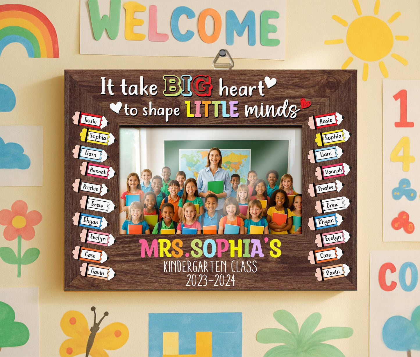 CustomTeacher Class Photo Frame,Teacher Appreciation Gift,It takes a Big Heart to Shape Little Minds,Picture Frame,Teacher Gift fromStudent