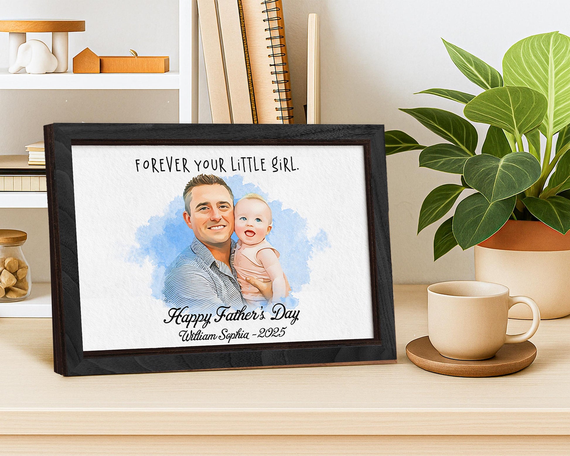 Personalised Dad Drawing, Fathers Day Present For Him From Daughter Wife, Meaningful Artwork, Birthday Art Gift, Father's Day unforgettable