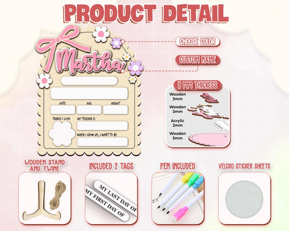 Personalized First Day School Sign,Back to School Sign,Kindergarten 1st Day of School Sign Reusable,Last Day of School Board,Preschool Kid