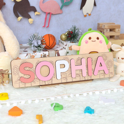 Personalized Name Puzzle Girl | First Christmas Gifts For Toddlers | 1st Birthday Gifts | Montessori Toys | Baby Shower Gifts