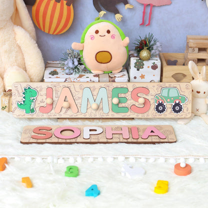 Personalized Name Puzzle Boy | First Christmas Gifts For Toddlers | 1st Birthday Gifts | Montessori Toys | Baby Shower Gifts