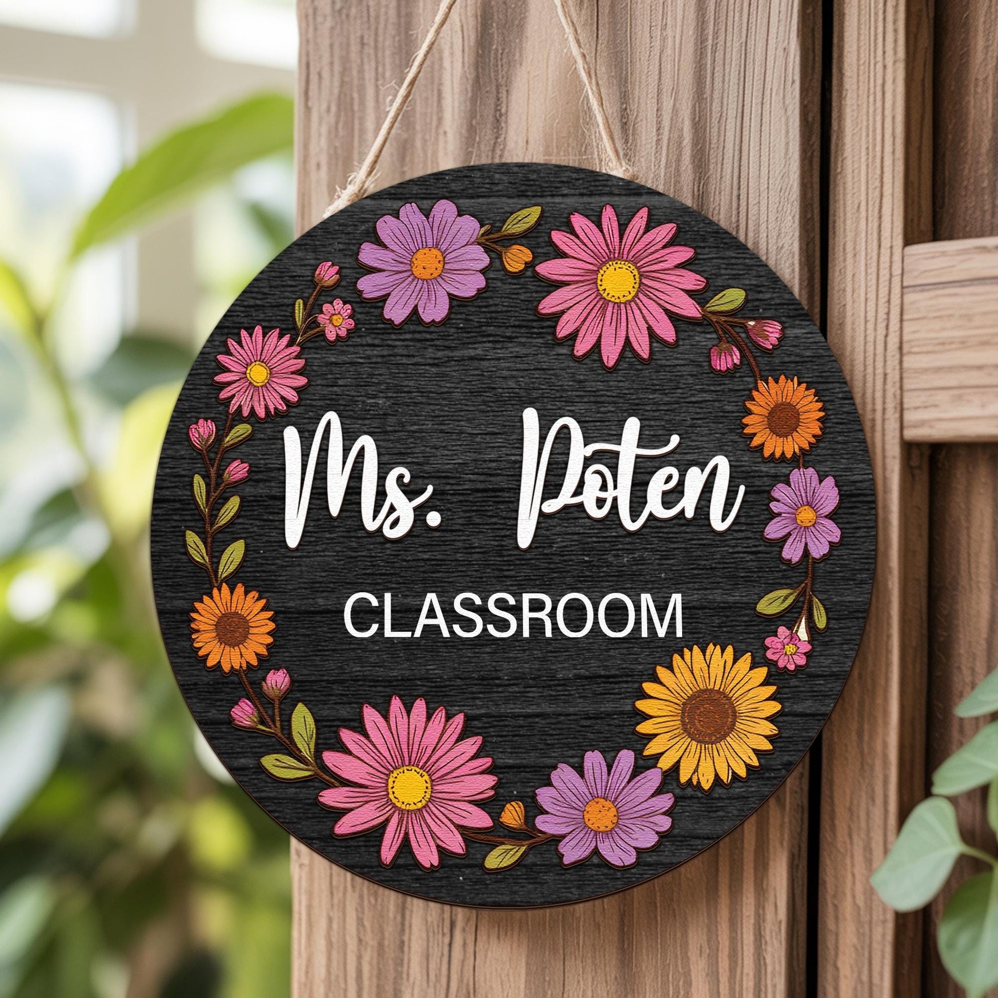 Personalized Teacher 3D Door Hanger, Custom Teacher Door Sign, Custom Floral Classroom Door Sign, Classroom Welcome Sign Back to School Gift
