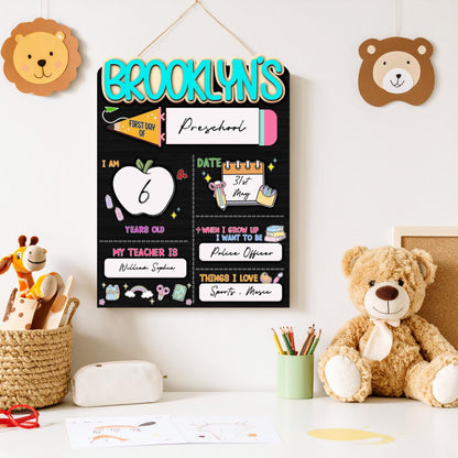 Custom First And Last Day School Sign,Back to School Sign,Preschool,Kindergarten 1st Day of School,Interchangable First Day Of School Board