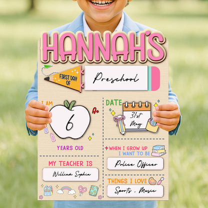 Custom First And Last Day School Sign,Back to School Sign,Preschool,Kindergarten 1st Day of School,Interchangable First Day Of School Board