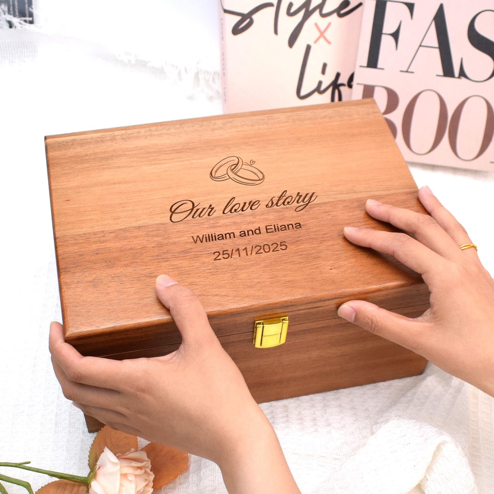 Personalized Gift for Couple, Anniversary Memory Box, Wedding Memory Box, Wooden Keepsake Box Personalized, Engagement Gift for Couples