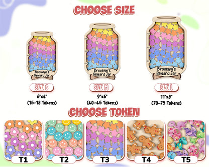 Custom Reward Jar with Tokens,Classroom Teacher Star Smile Jar,Reward System for Kids Behavior,Back to School Gift for Kid,Fridge Magnet