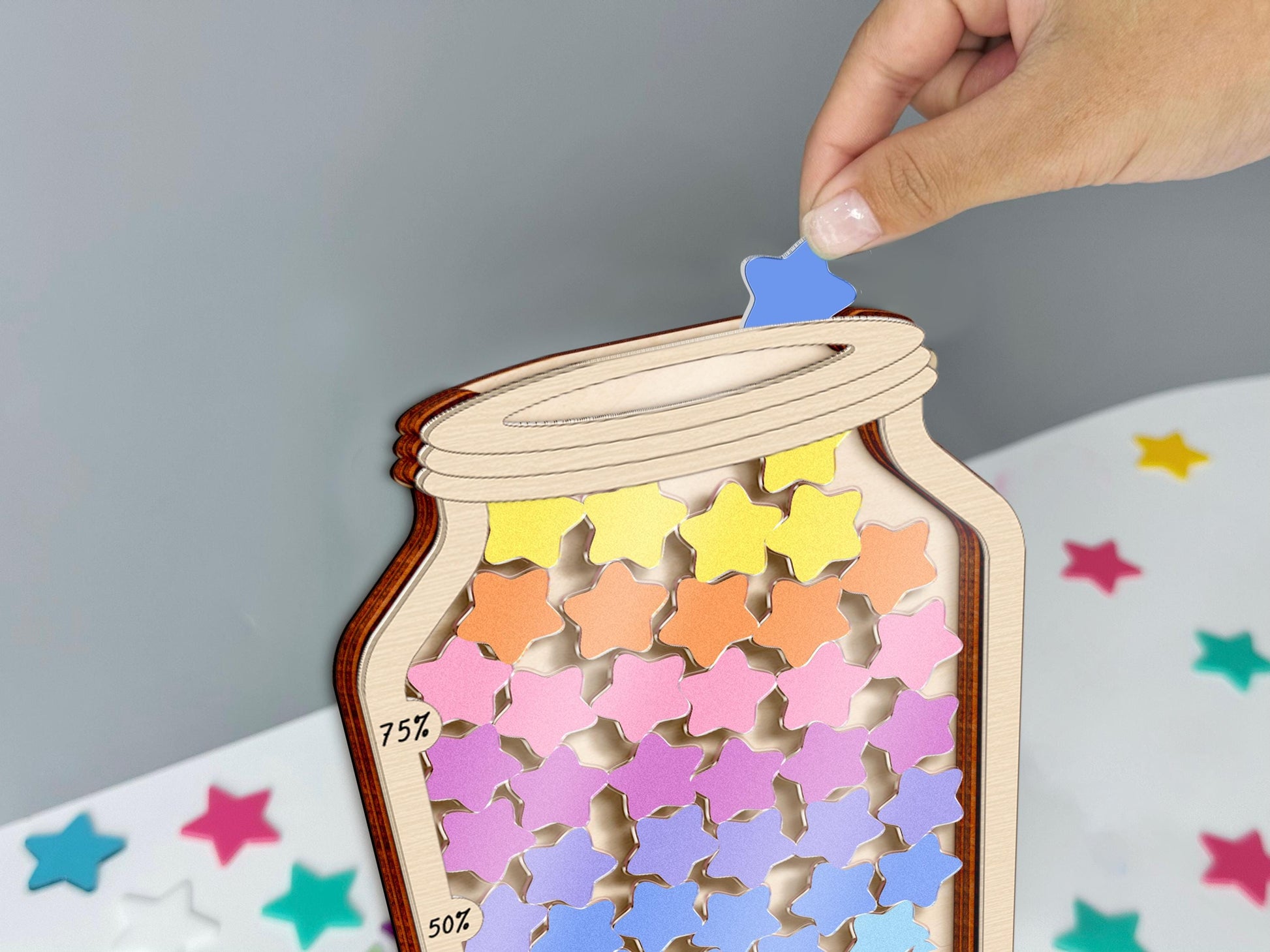 Personalised Star Smile Reward Jar,Magnetic Reward Jar with Tokens,Classroom Decor,Back to school,Chore Chart Gift for Kid,Potty Training