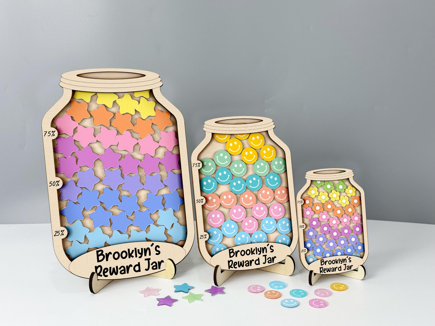 Personalised Star Smile Reward Jar,Magnetic Reward Jar with Tokens,Classroom Decor,Back to school,Chore Chart Gift for Kid,Potty Training