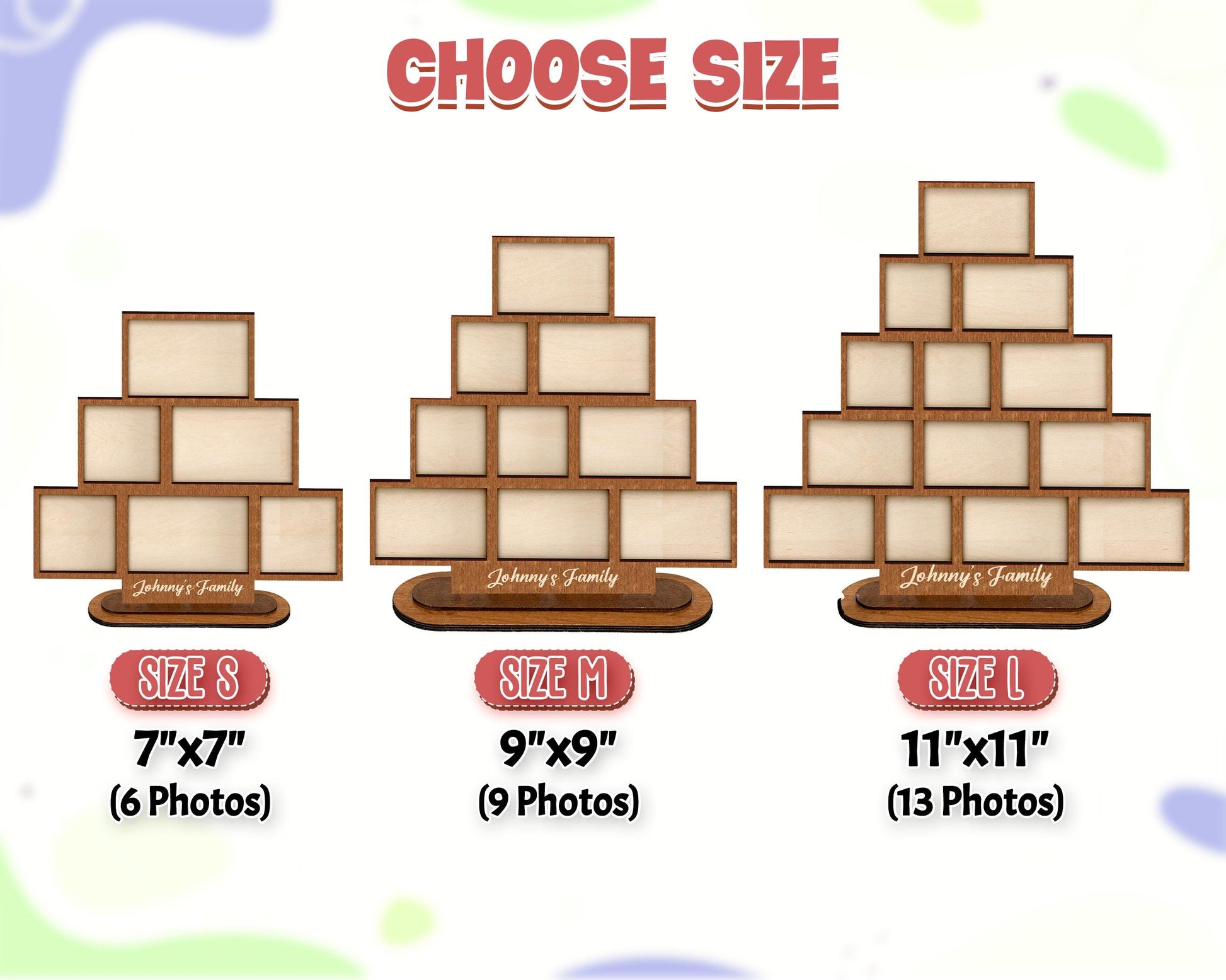 Custom Stacking Photo Sign,Wood Photo Collage Frame,Family Picture Frame,Family Wedding Display,Christmas Gift,Photo Allbum,Anniversary Gift