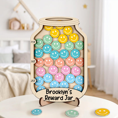 Personalised Star Smile Reward Jar,Magnetic Reward Jar with Tokens,Classroom Decor,Back to school,Chore Chart Gift for Kid,Potty Training