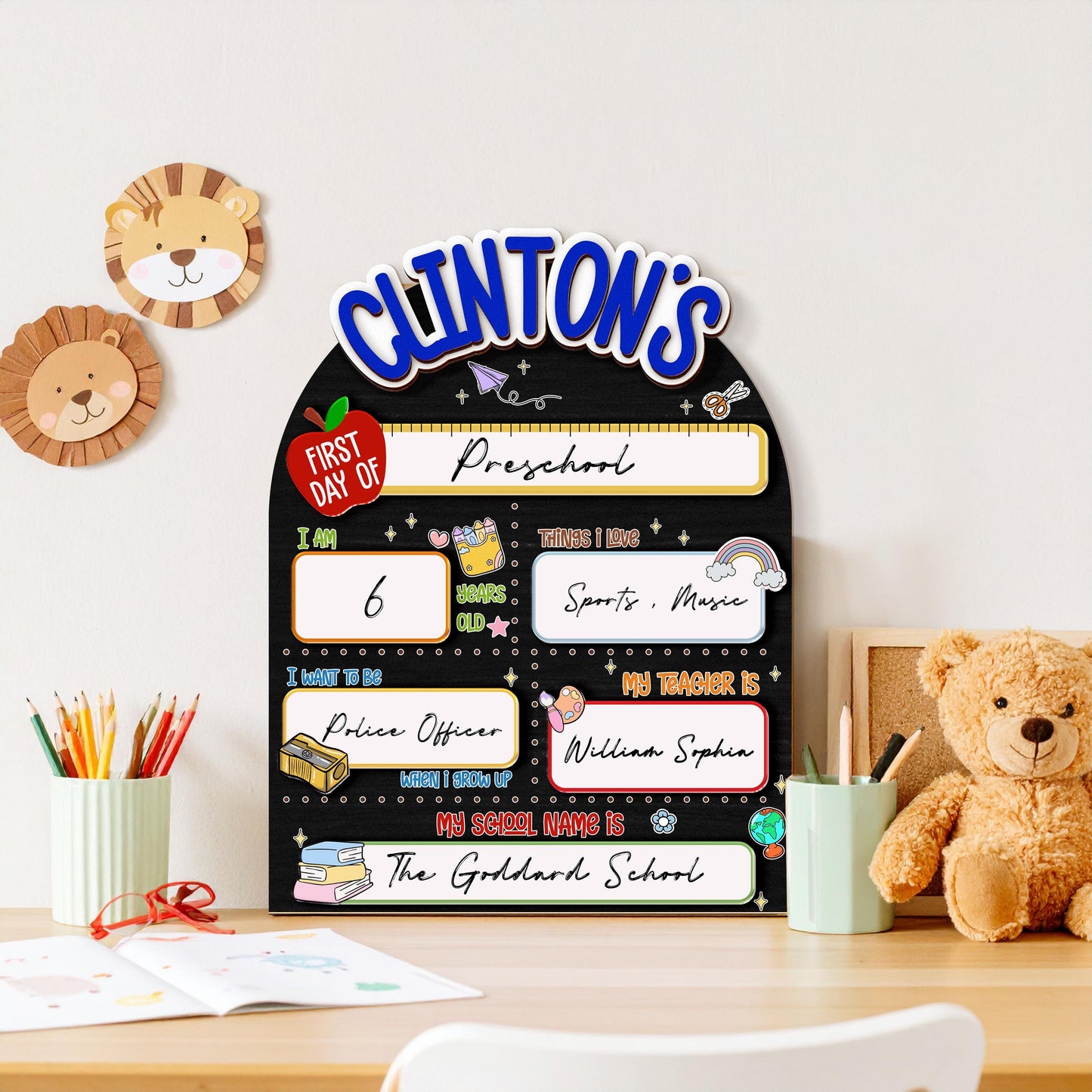 Custom First Day of School Sign,Interchangeable Back to School Sign,Preschool,Kindergarten 1st Day of School Board Reusable,Last Day School