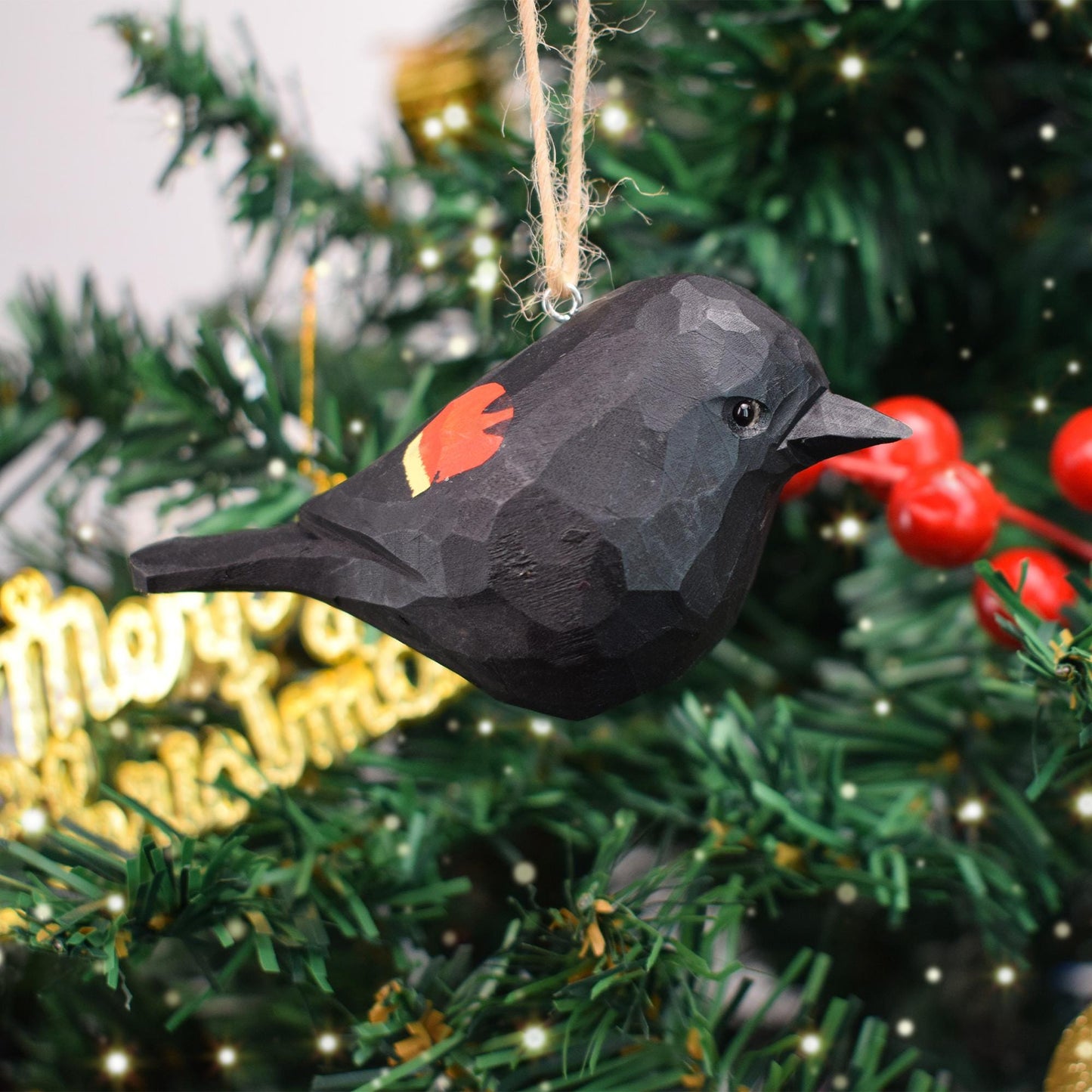 Handmade Wooden Cardinal Ornaments,Christmas Tree Decor,Chubby Birds Hanging ,Gift Bird lover