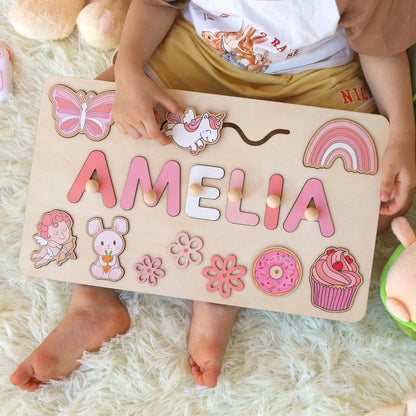 Montessori Busy Board | Personalized Birthday Gift | 1st Birthday Baby Girl Gifts Puzzle Sensory Wooden Toys First Christmas Gift for Kids