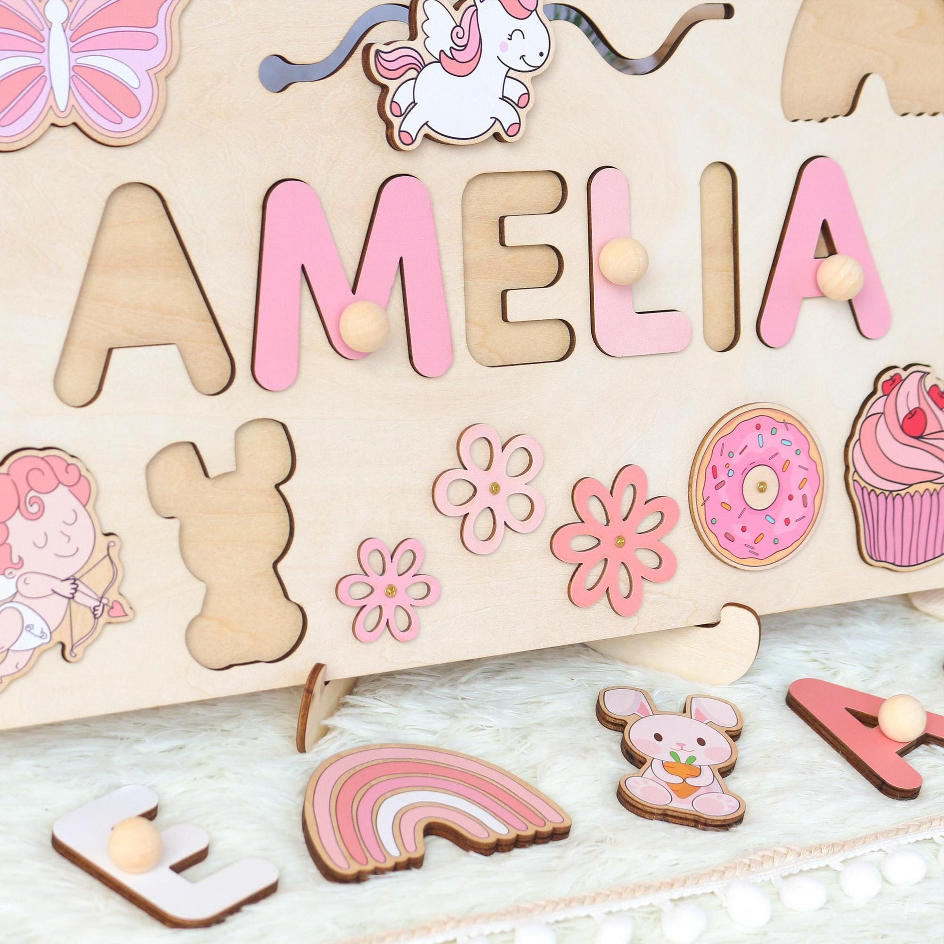 Montessori Busy Board | Personalized Birthday Gift | 1st Birthday Baby Girl Gifts Puzzle Sensory Wooden Toys First Christmas Gift for Kids