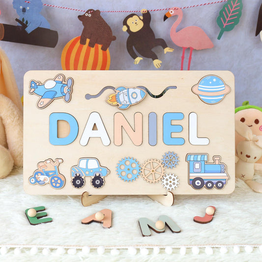 Montessori Busy Board | Personalized Birthday Gift | 1st Birthday Baby Boy Gifts Puzzle Sensory Wooden Toys First Christmas Gift for Kids