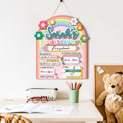 Personalized First Day School Sign, Back to School Sign, Kindergarten 1st Day of School Sign Reusable, Custom First Day School Sign