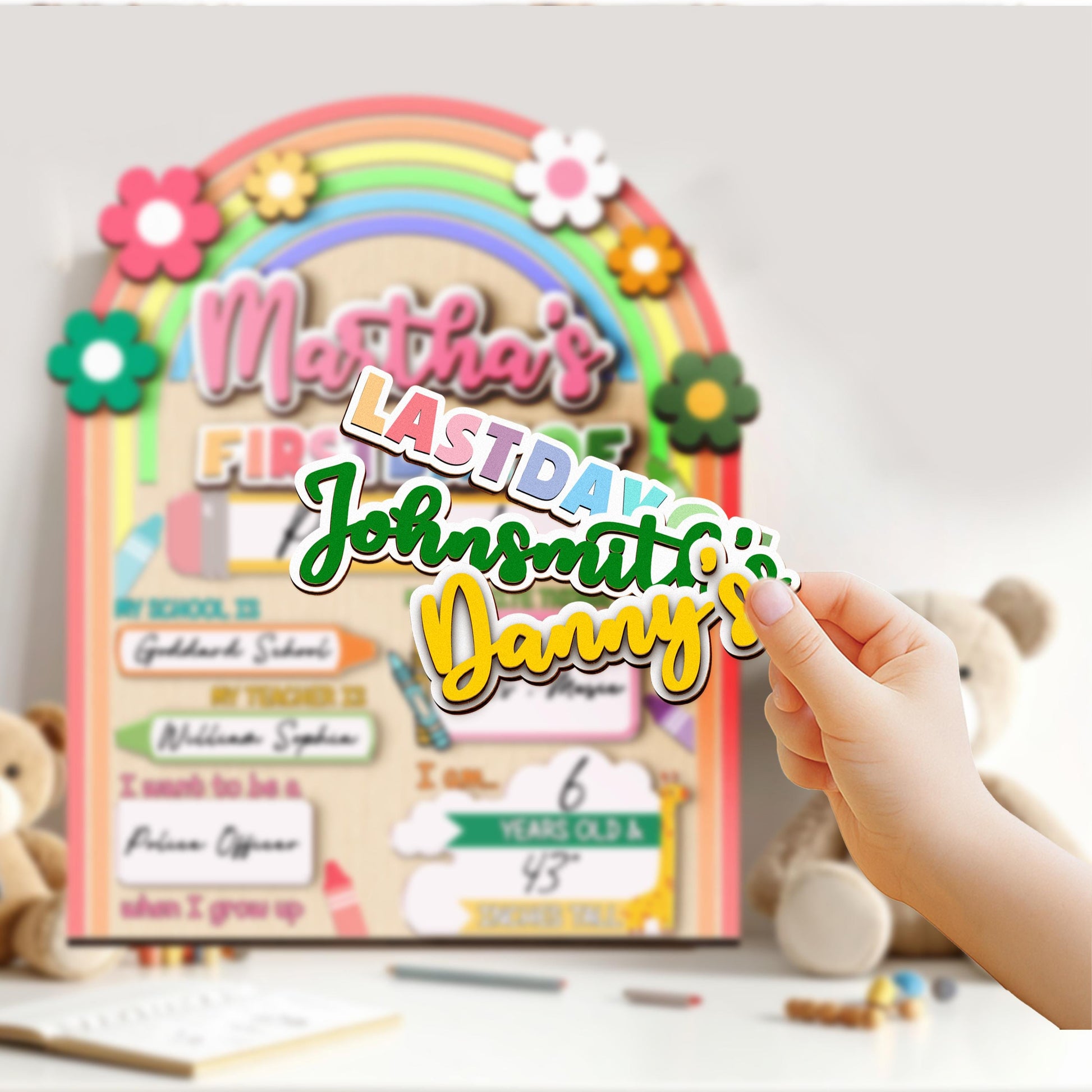 Personalized First Day School Sign, Back to School Sign, Kindergarten 1st Day of School Sign Reusable, Custom First Day School Sign