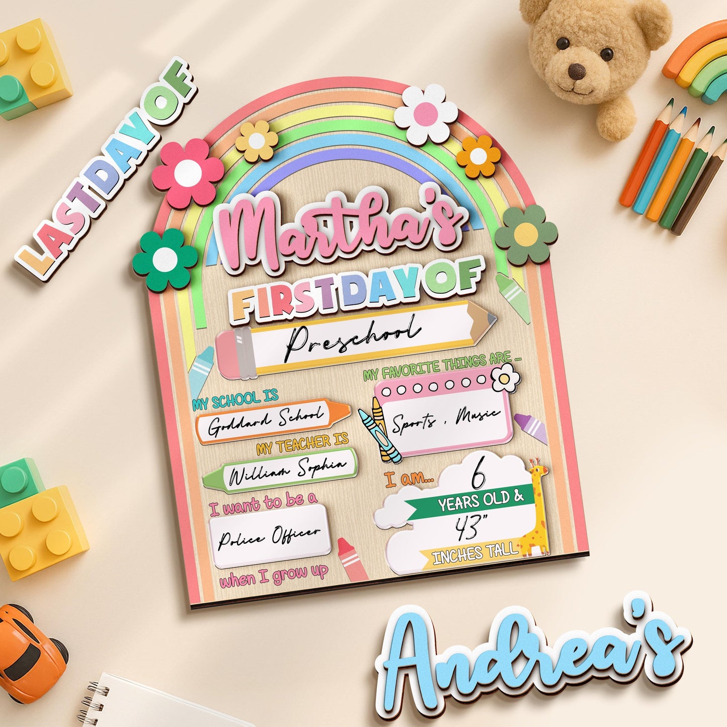 Personalized First Day School Sign, Back to School Sign, Kindergarten 1st Day of School Sign Reusable, Custom First Day School Sign