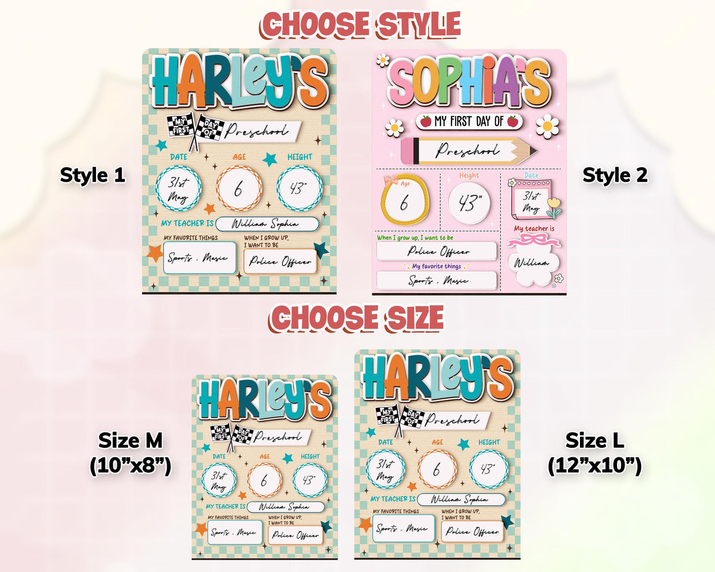 Custom First Day Of School Sign, Last Day of School Sign, Custom Name Sign, Preschool Back To School Dry Erase Sign, 1st Day of School Board