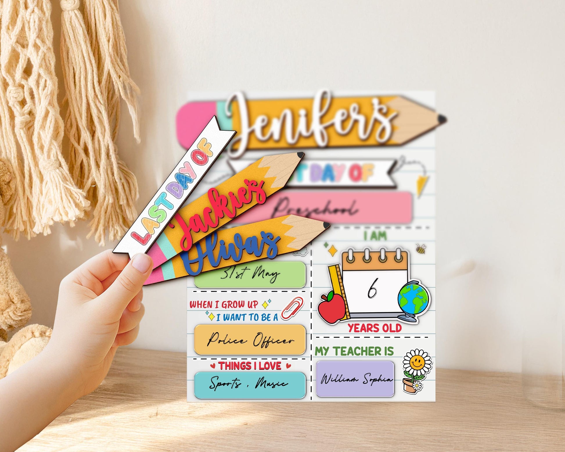 Personalized First And Last Day Of School Sign,Preschool Back To School,First Day Of School,Kindergarten 1st Day of School Board,Name Sign