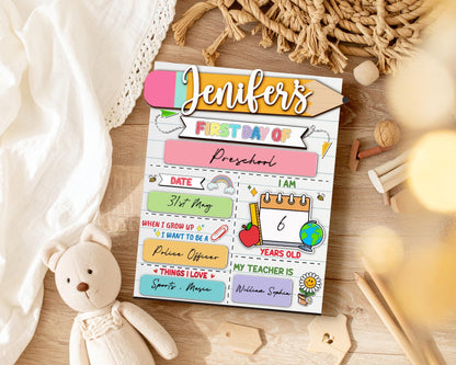Personalized First And Last Day Of School Sign,Preschool Back To School,First Day Of School,Kindergarten 1st Day of School Board,Name Sign
