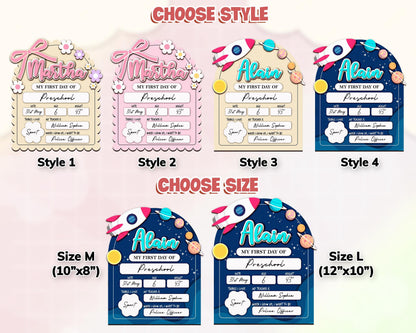 Personalized First Day School Sign,Back to School Sign,Kindergarten 1st Day of School Sign Reusable,Last Day of School Board,Preschool Kid