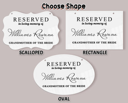 Reserved Wedding Memorial Chair Sign,Custom Memorial Wedding Sign,Wedding Chair Banner In Memory Of Loved Ones,Wedding Decor,Sympathy Gift