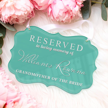 Reserved Wedding Memorial Chair Sign,Custom Memorial Wedding Sign,Wedding Chair Banner In Memory Of Loved Ones,Wedding Decor,Sympathy Gift