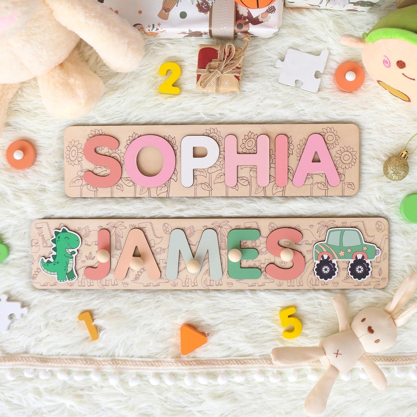 Personalized Name Puzzle Girl | First Christmas Gifts For Toddlers | 1st Birthday Gifts | Montessori Toys | Baby Shower Gifts