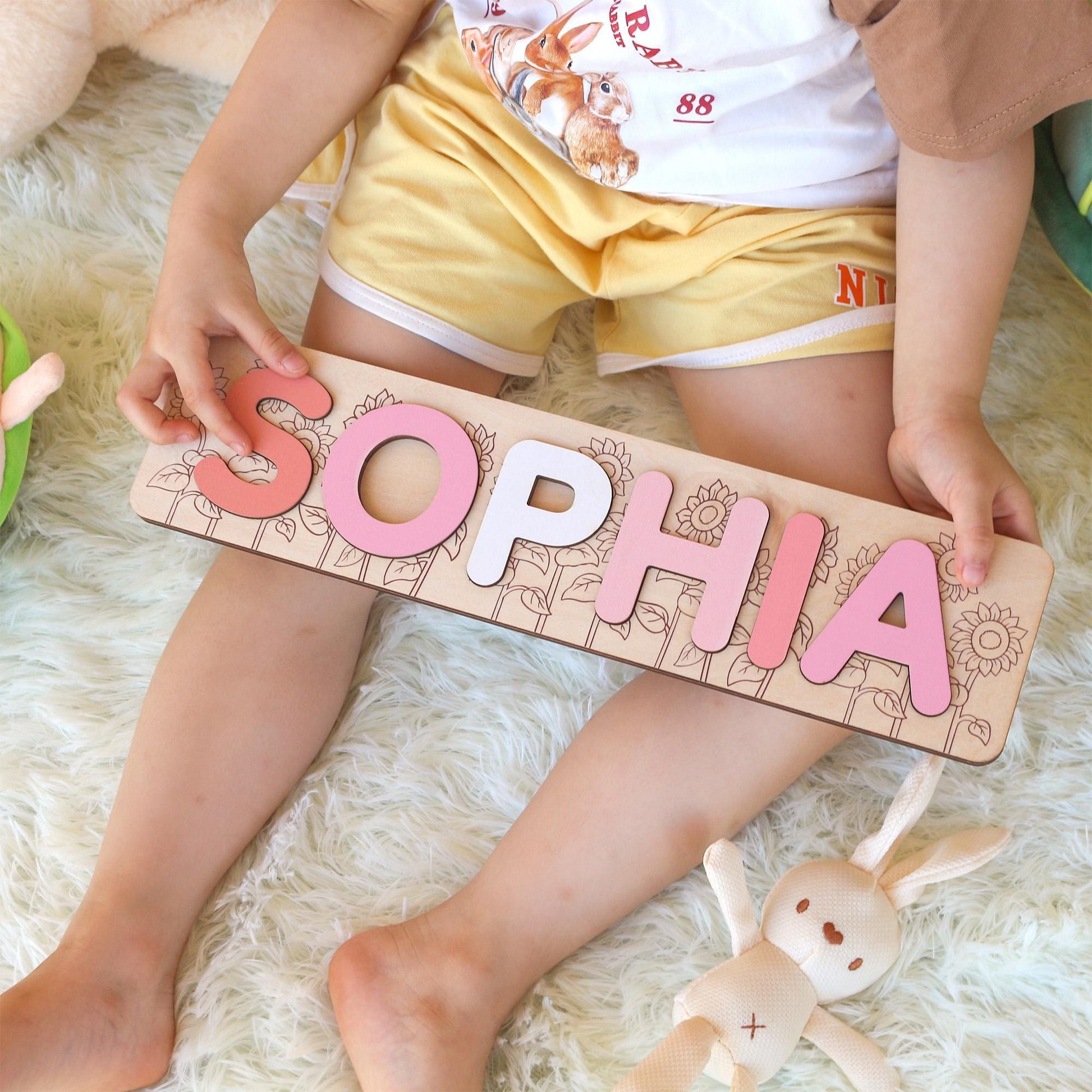 Personalized Name Puzzle Girl | First Christmas Gifts For Toddlers | 1st Birthday Gifts | Montessori Toys | Baby Shower Gifts